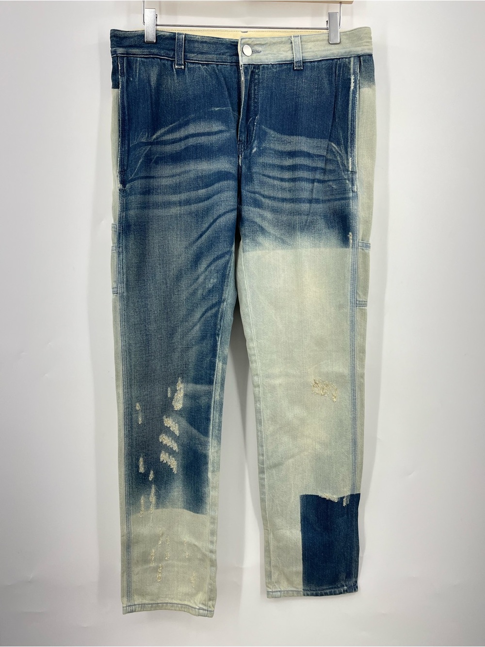 Stella McCartney Skinny Jeans colorblock bleach blue 0655 white green utility 28 - Picture 2 of 16